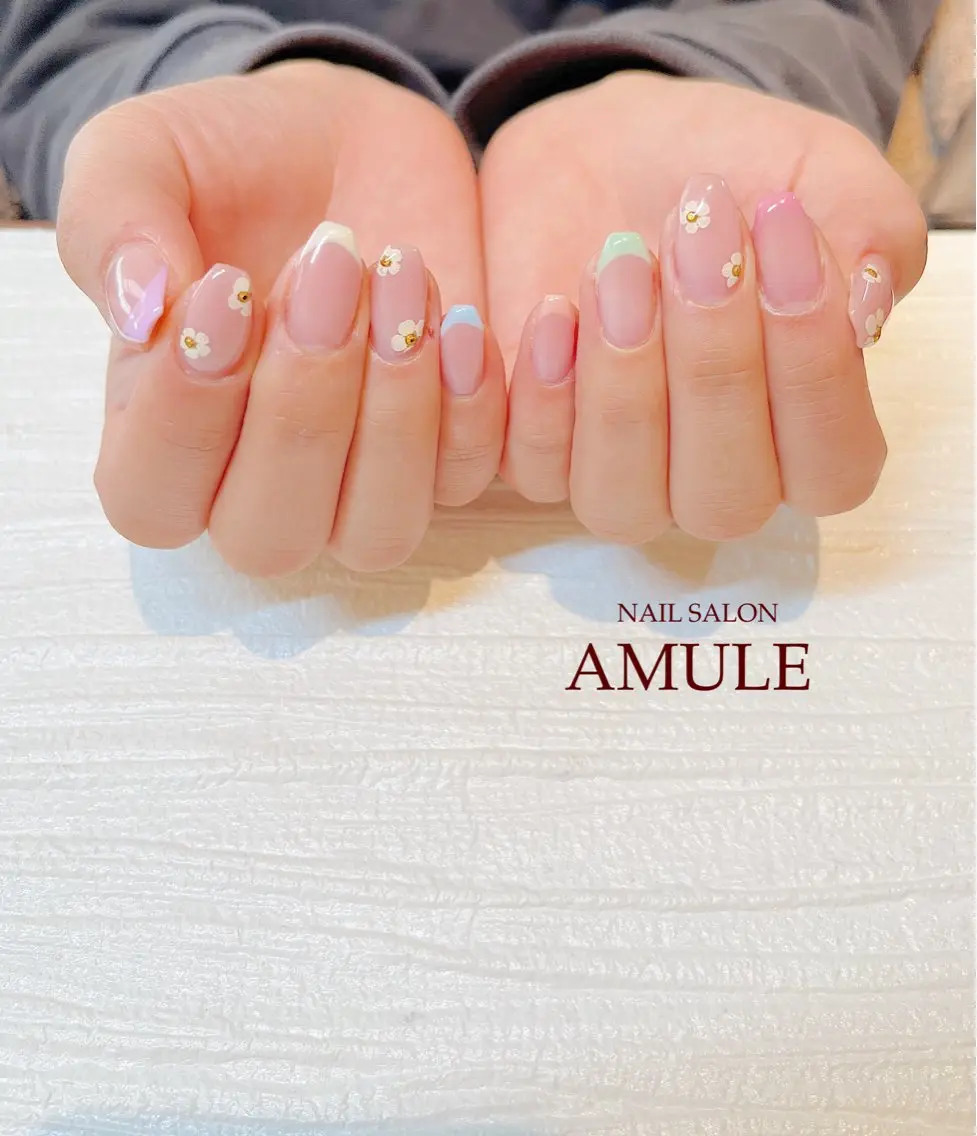 ネイル アートネイル フレンチネイル ジェルネイル グラデーション パステルネイル ハンドネイル NAILSALON AMULEのネイルデザイン