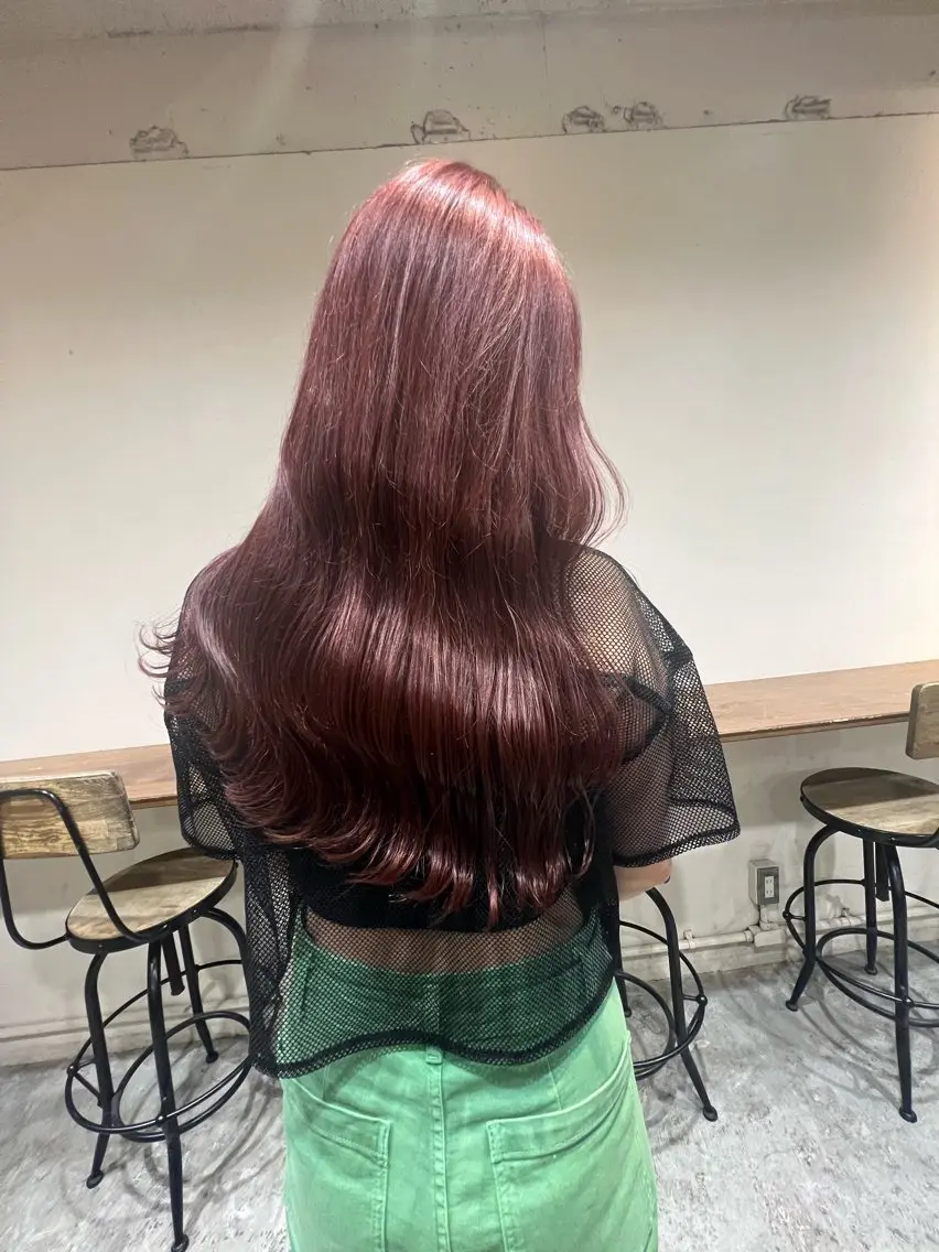 ミディアム カラー ヘアアレンジ ブラウンカラー ピンクカラー ピンクブラウン カット ヘアカラー トリートメント ヘアセット 金子 廉のヘアスタイル