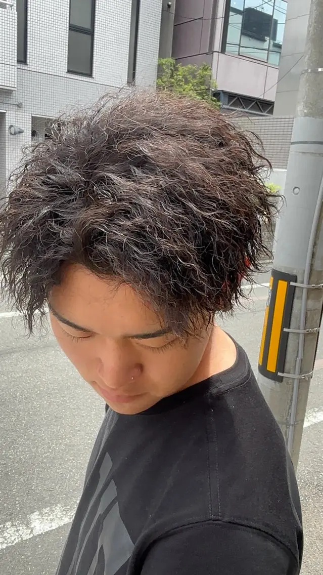 パーマ メンズ カット パーマ 京都/烏丸 /波巻き/フェザーのヘアスタイル