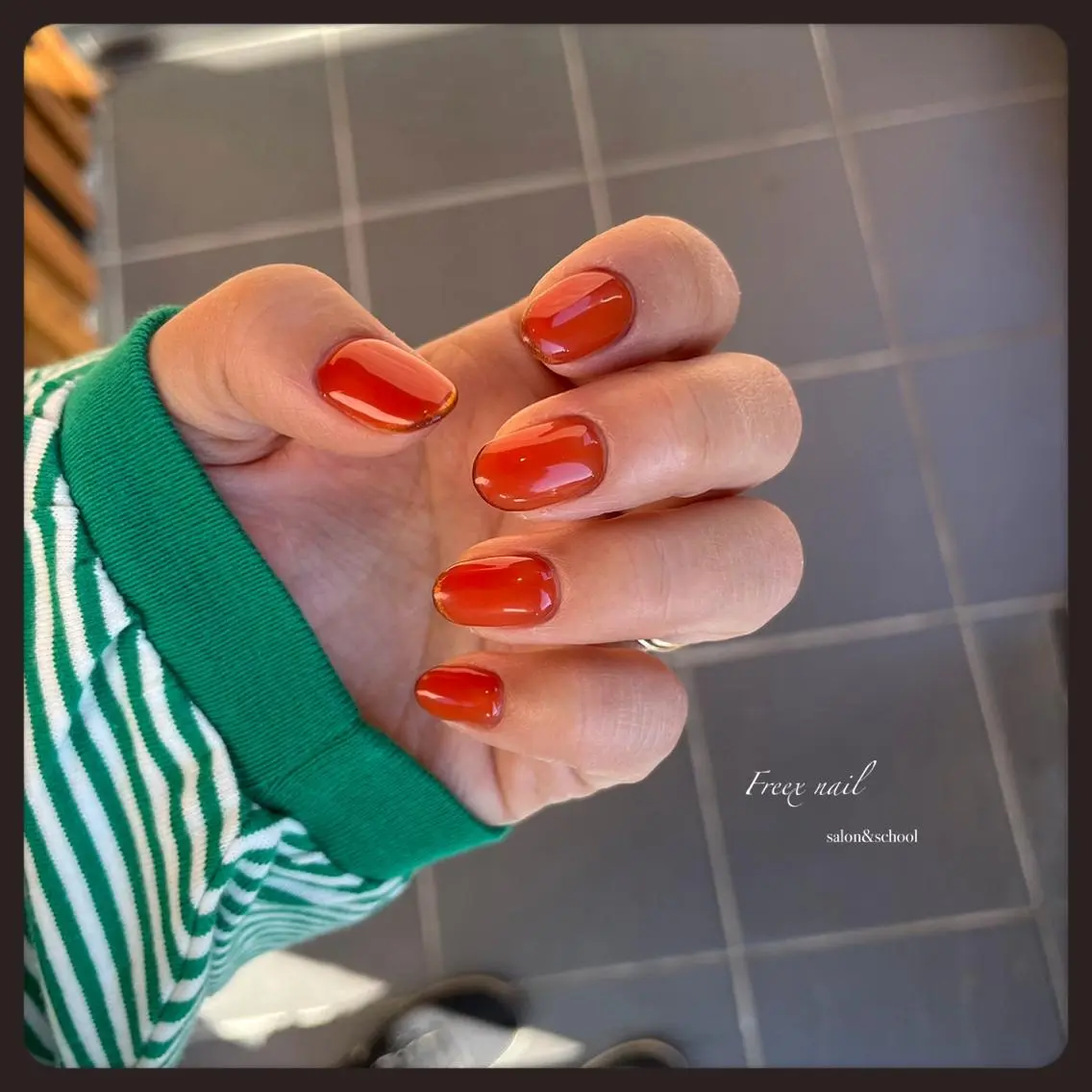 ネイル オレンジ ハンドネイル ハンドケア freex nail /ニュアンス/個性派のネイルデザイン