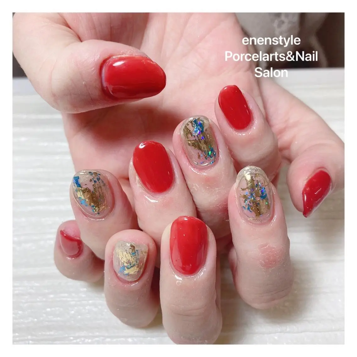 ミディアム ネイル ハンドネイル 🐾enen style 🐾のネイルデザイン