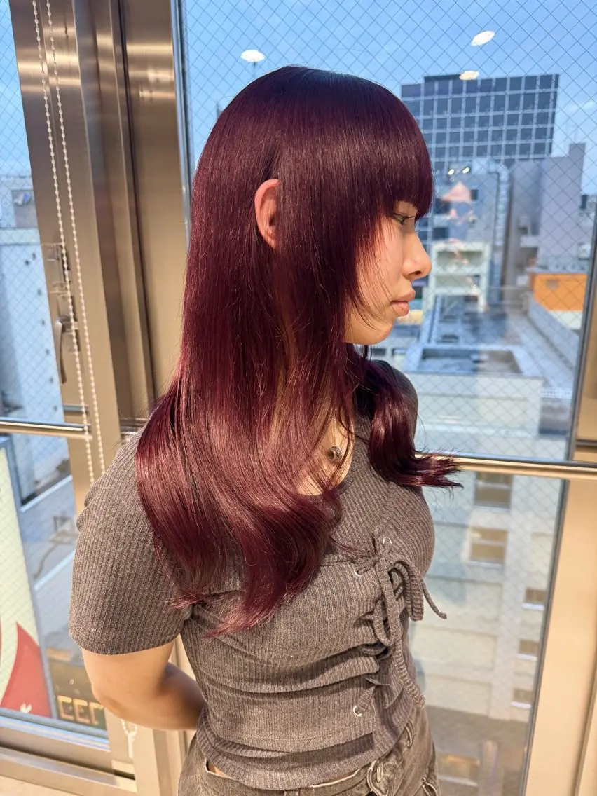 ロング カラー バレイヤージュ ミストバング ベージュカラー ブリーチ 抜きっぱなしブロンド 札幌美容師/ブリーチ /ハイトーン/Doiのヘアスタイル