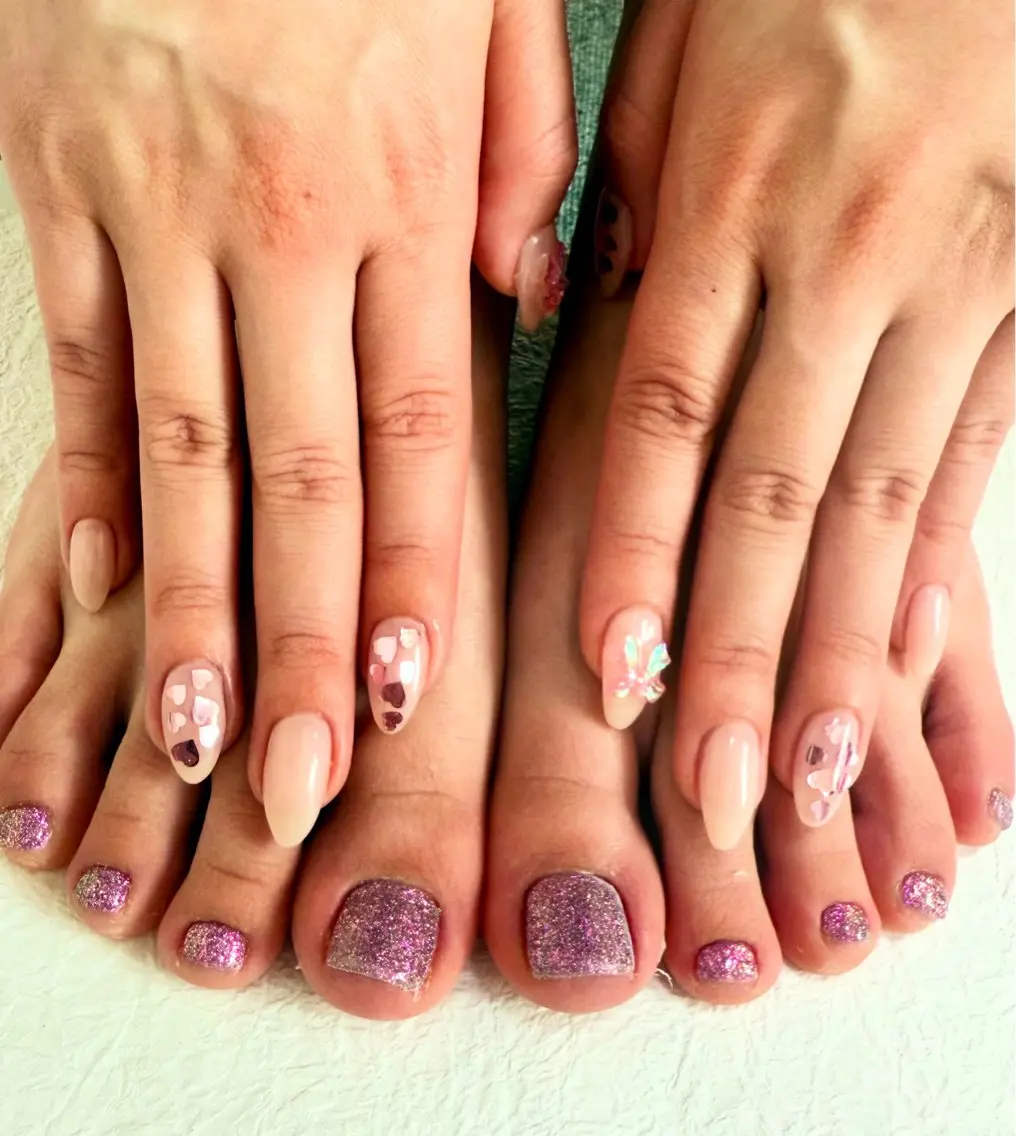 ネイル フラッシュネイル フットネイル ハート AZNAIL matsudaのネイルデザイン