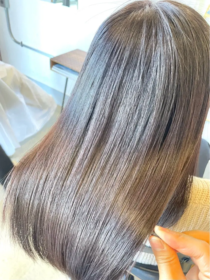 セミロング 髪質改善 トリートメント 縮毛矯正 トリートメント 小野 和摩のヘアスタイル
