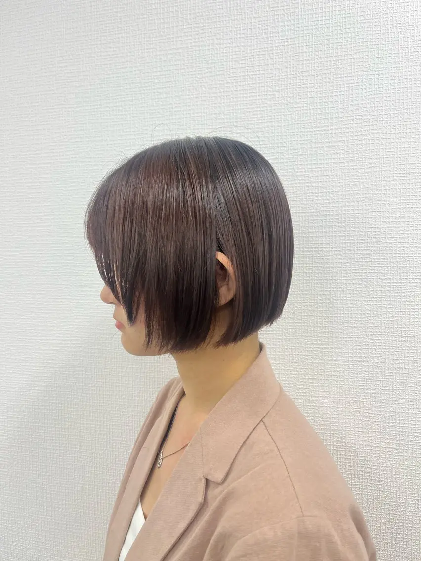 ショート 切りっぱなしボブ ボブ 顔周りカット レイヤーカット 大人上品ベージュ 🎀HARUNAのヘアスタイル