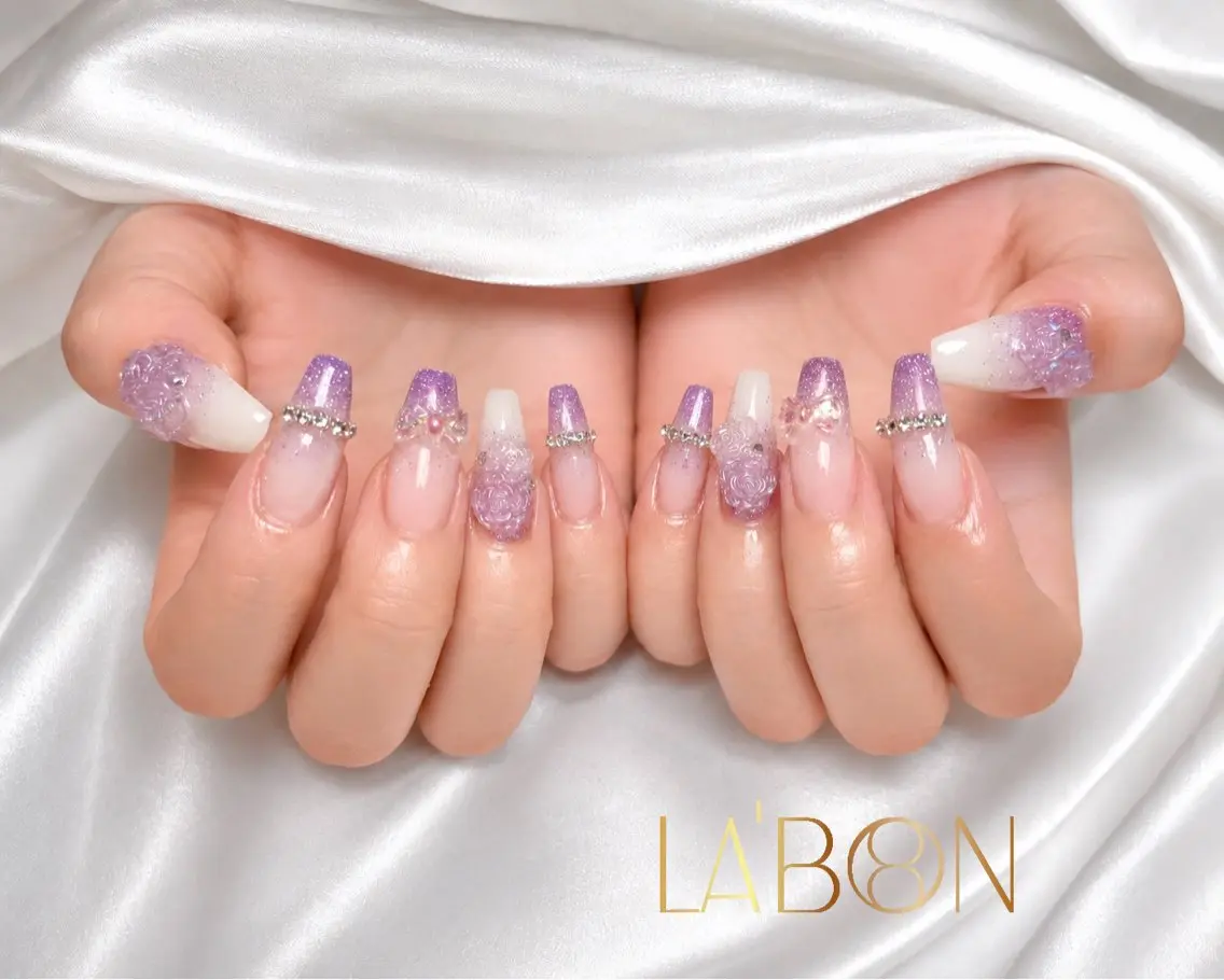 ネイル アートネイル ジェルネイル キラキラネイル 韓国ネイル ロングネイル Labon Nails Artのネイルデザイン
