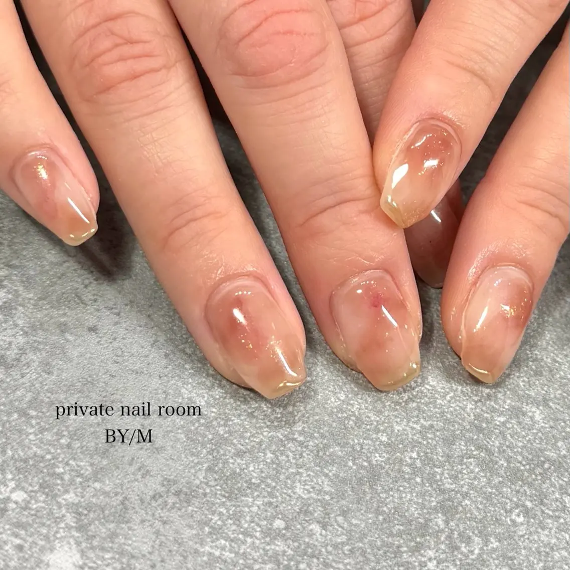 ネイル ブラウン 持ち込み ニュアンスネイル 春ネイル BY / Mのネイルデザイン