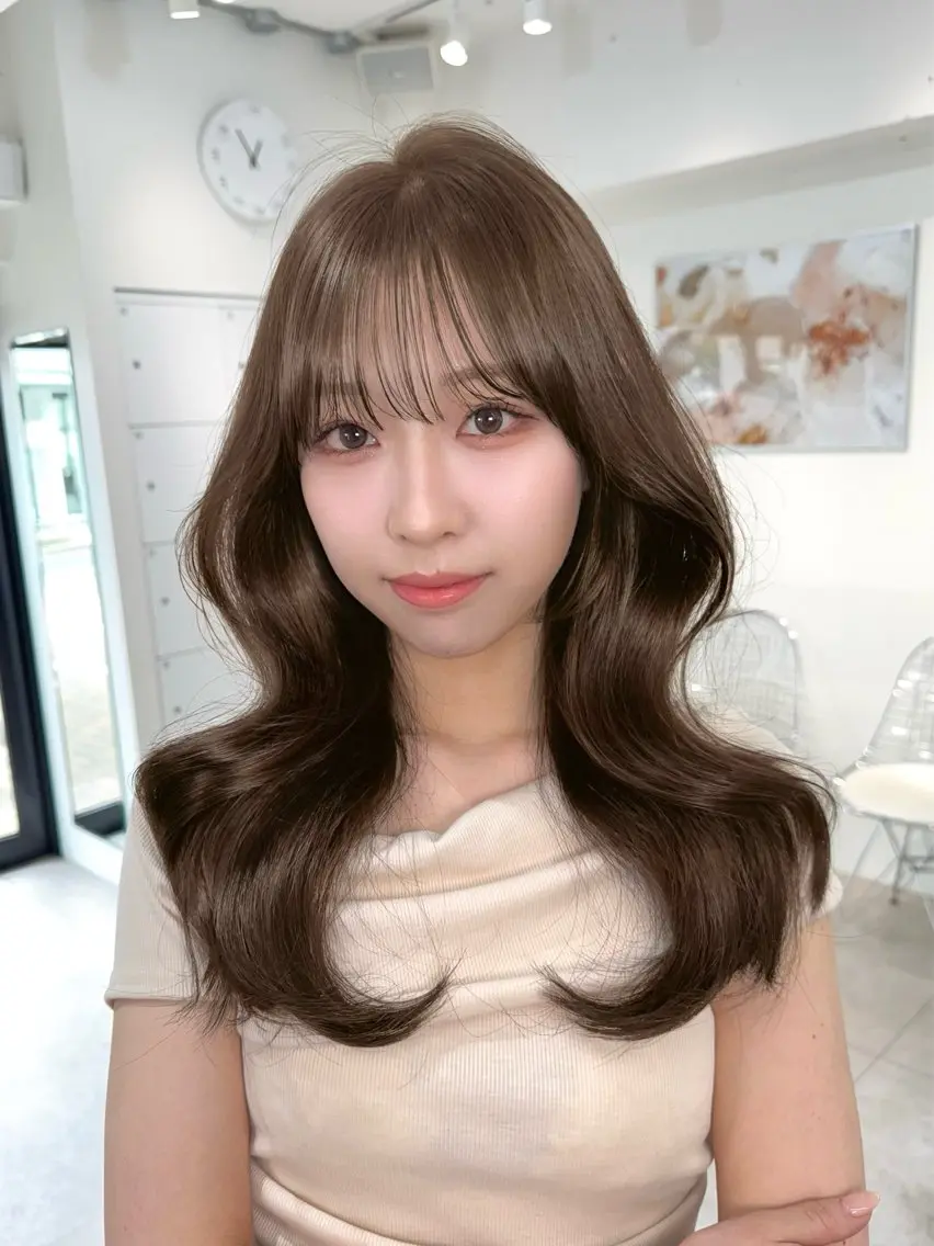 ロング カラー ヘアアレンジ 韓国レイヤーカット ONYXのヘアスタイル