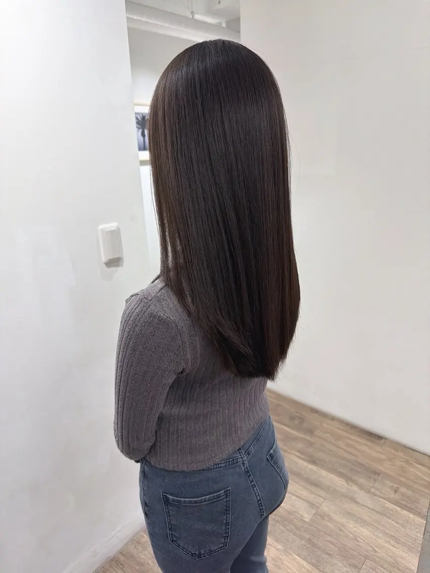 ロング パーマ 縮毛矯正 ハイライト⭐️上野 高広のヘアスタイル