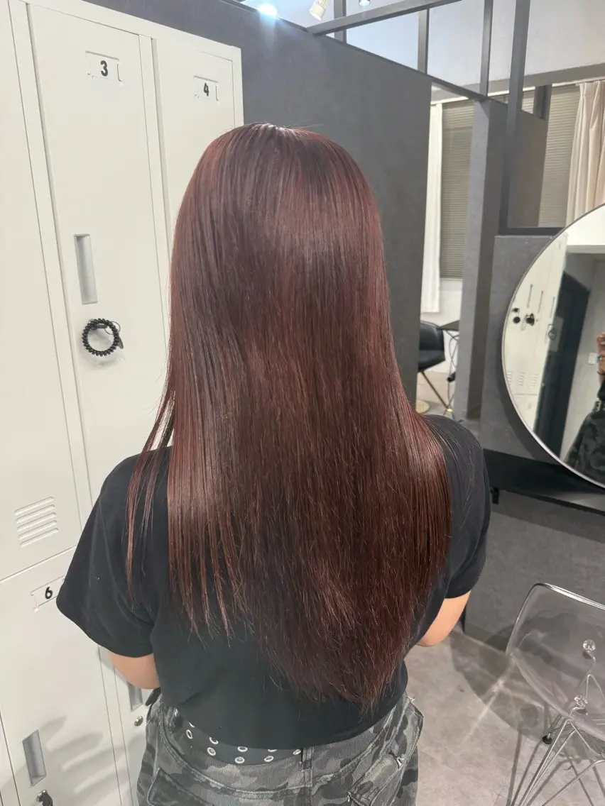 ロング カラー ブリーチ ブラウンカラー ピンクカラー ピンクブラウン 心斎橋美容室 marinaのヘアスタイル