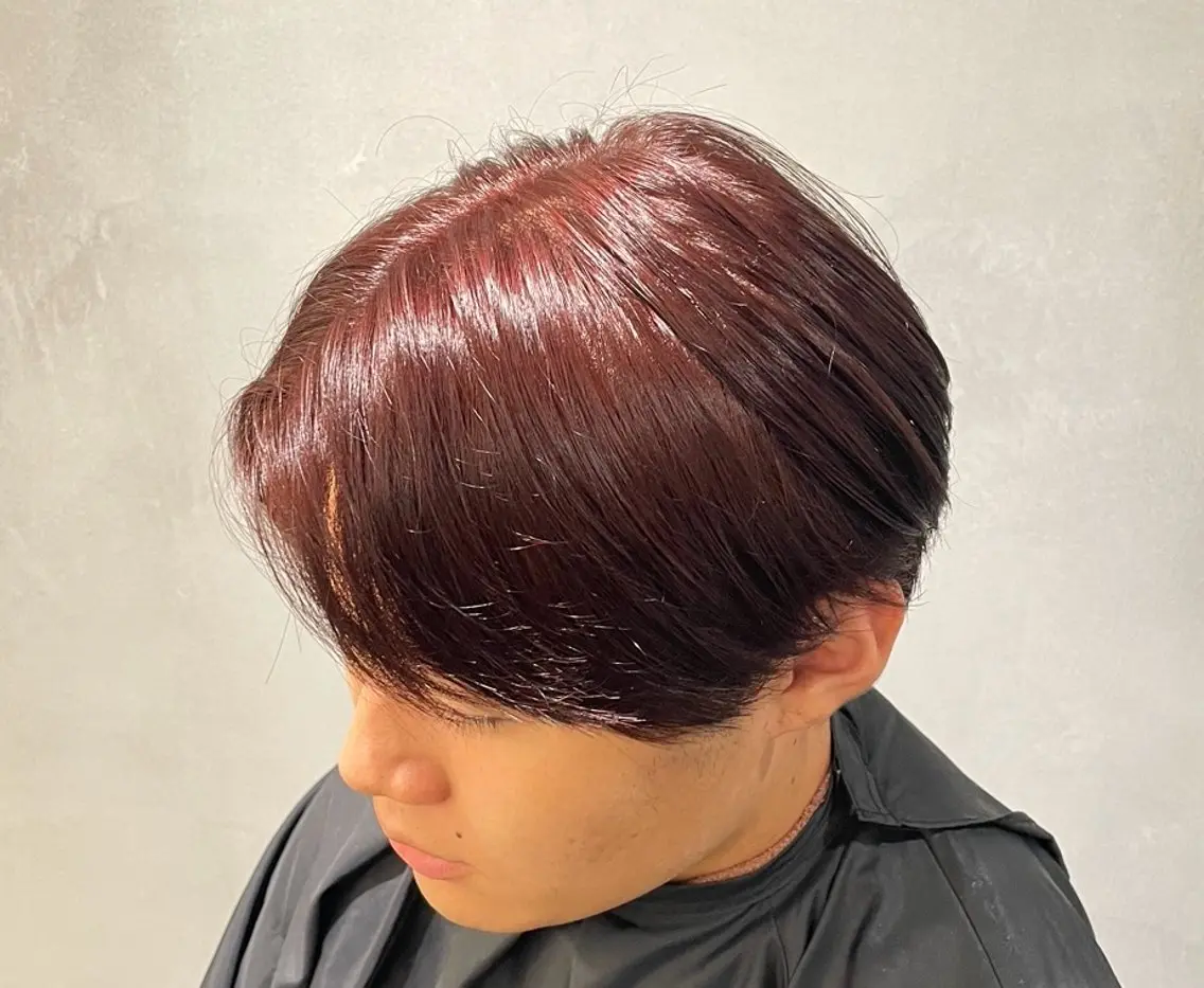 ミディアム カラー ヘアアレンジ メンズ レッドカラー fifth 石川 凪のヘアスタイル