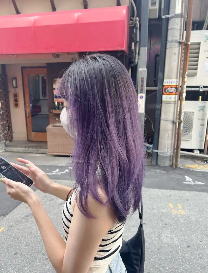 セミロング カラー バレイヤージュ ラベンダーカラー レイヤーカット 指名数No.1 /NAOYAのヘアスタイル
