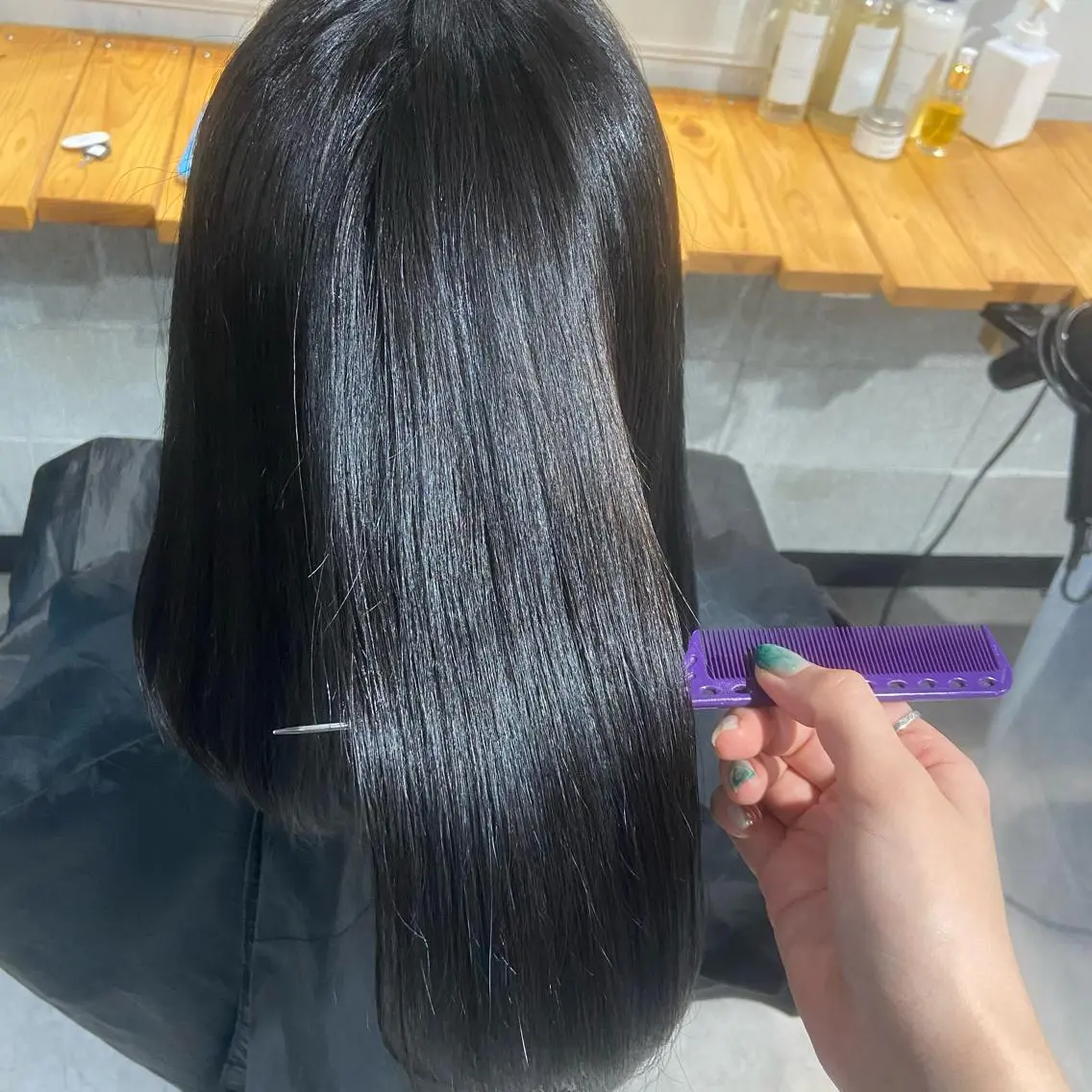 ロング アッシュ ピンクブラウン パープルカラー 髪質改善 トリートメント MEI🎀レイヤー 🎀韓国styleのヘアスタイル