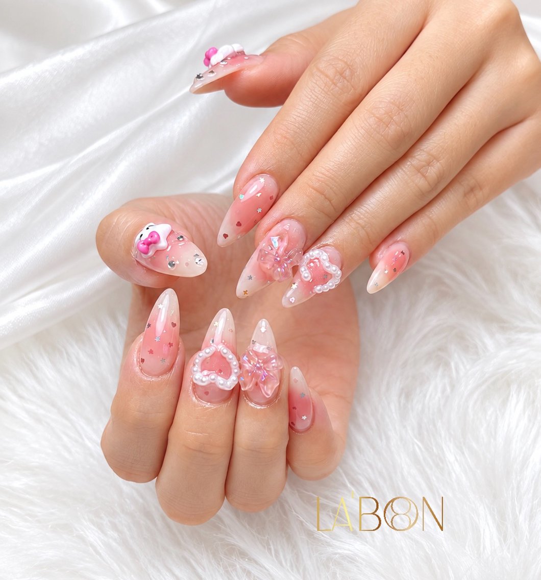 ネイル アートネイル ジェルネイル キラキラネイル 韓国ネイル ロングネイル Labon Nails Artのネイルデザイン