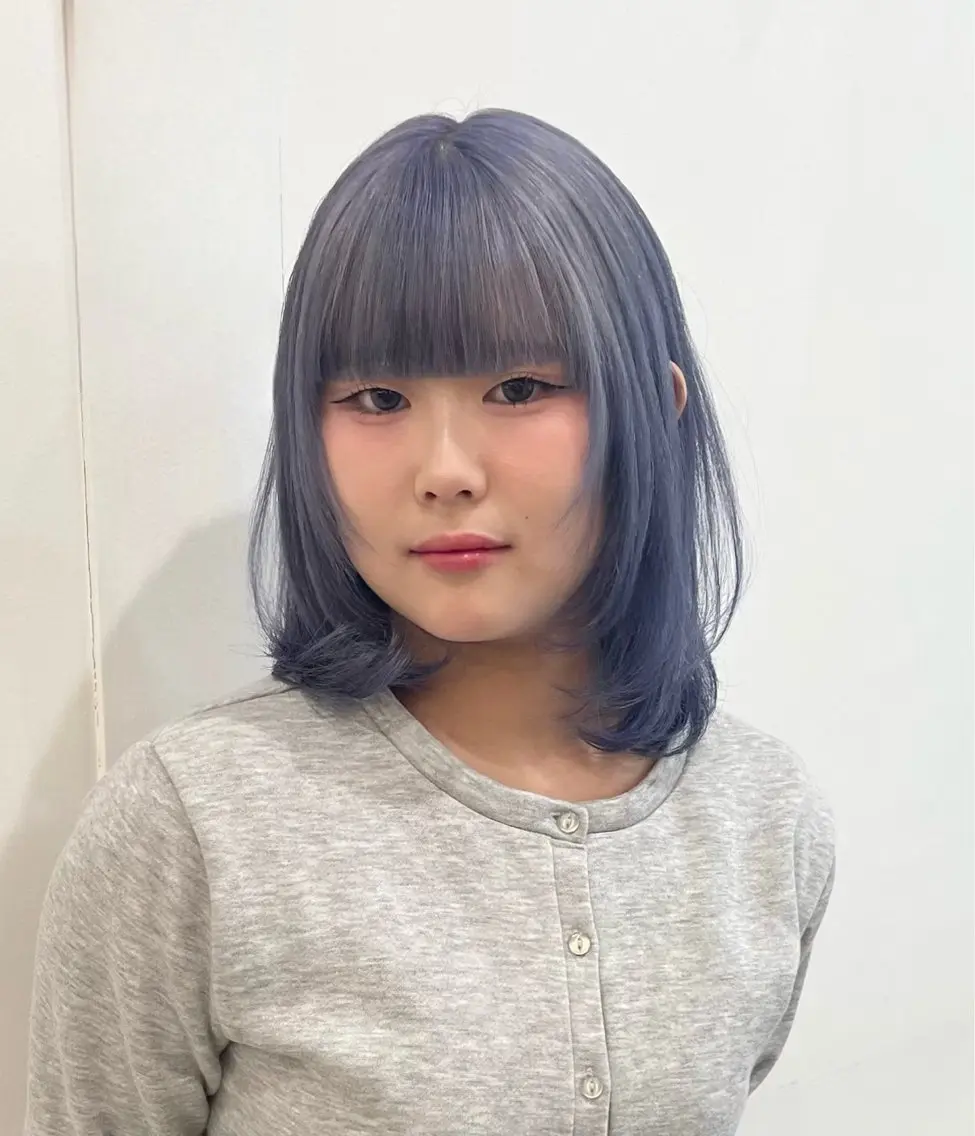 ミディアム カラー ブルーカラー ブルーラベンダー ラベンダーカラー ヘアカラー トリートメント 💝ブリーチ ショート/れい💝のヘアスタイル