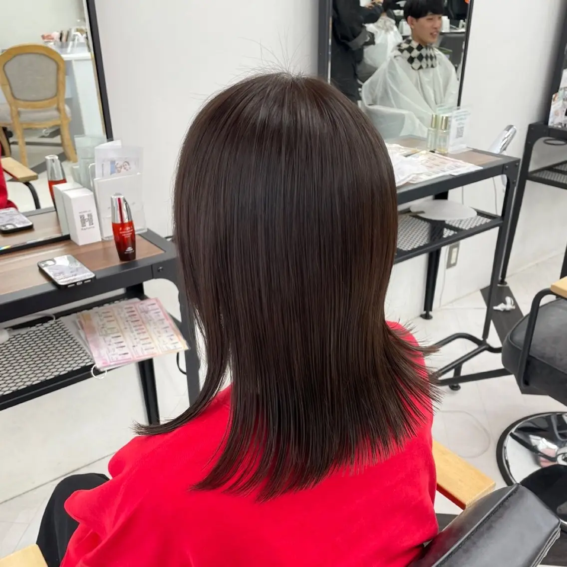 ショート カラー パーマ ヘアアレンジ メンズ 透明感カラー グレージュ トリートメント mona/ ストレートスタイル✨のヘアスタイル