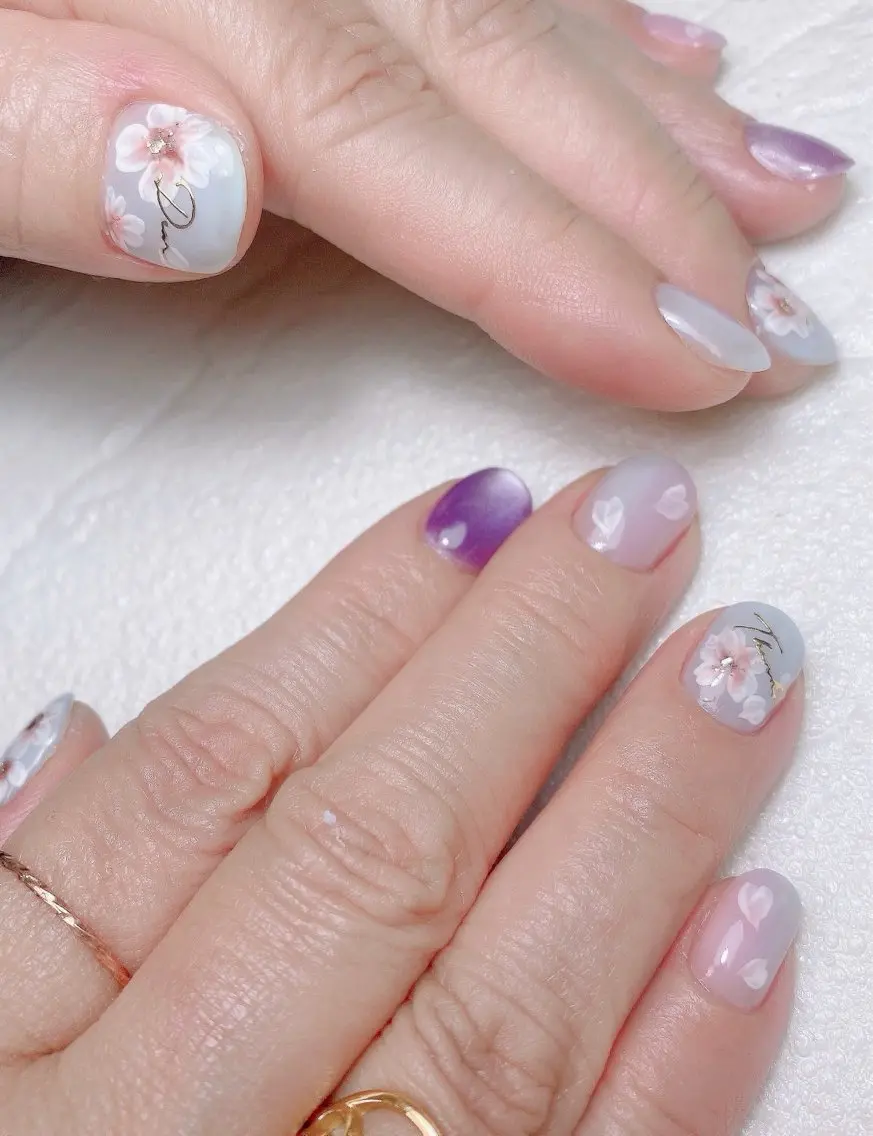 ネイル グラデーション 水色 持ち込み パステルネイル ハンドネイル Nail Salon K 🧸美爪育成のネイルデザイン