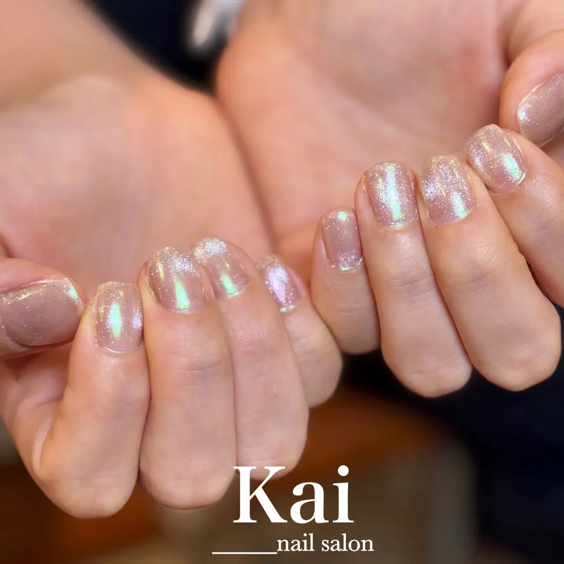 ネイル オーロラネイル マグネットネイル 夏ネイル ハンドネイル Kai  nail Mayukoのネイルデザイン