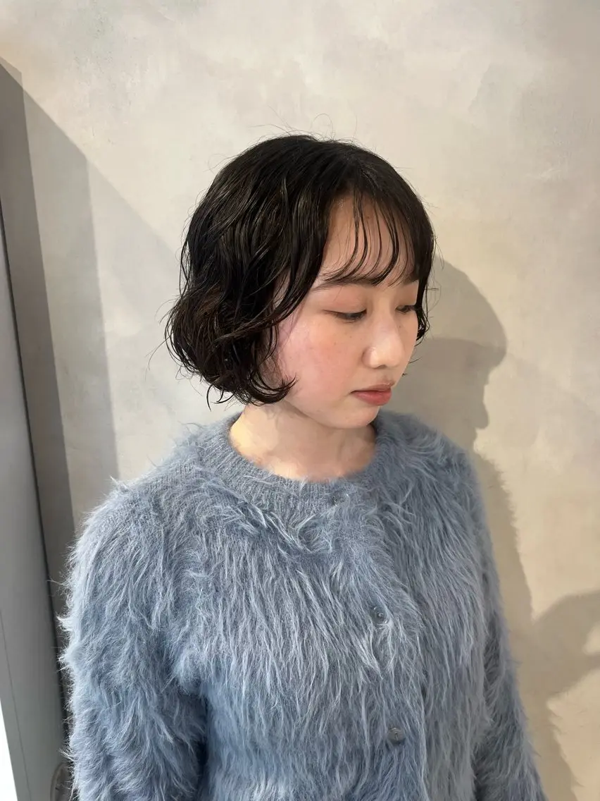 ショート パーマ カット パーマ トリートメント ボブ/ベージュ/ パーマ🪿近森ゆいのヘアスタイル