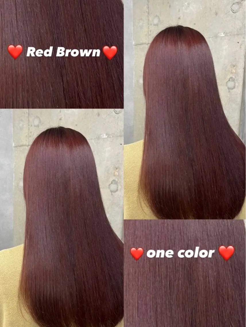 セミロング カラー ブラウンカラー レッドカラー レッドブラウン anon Loemのヘアスタイル