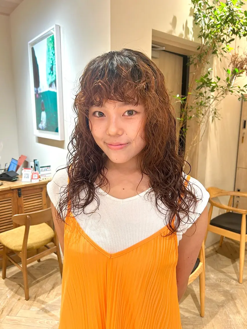 ロング パーマ 大山杏奈/ショート ボブ/カットモデルのヘアスタイル