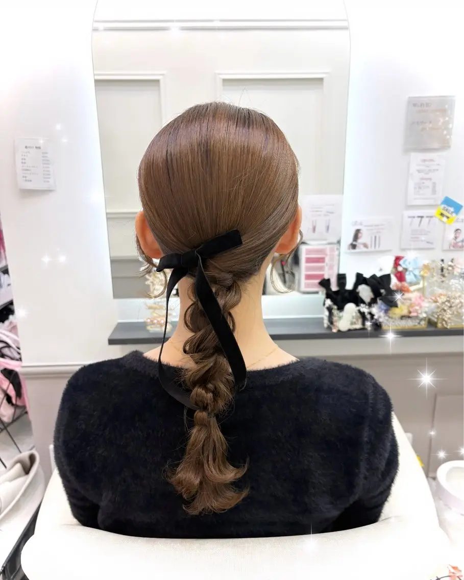 セミロング ヘアアレンジ ヘアセット lien ヒジリのヘアスタイル