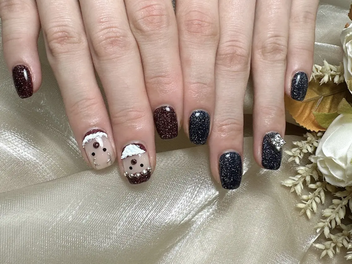 ネイル アートネイル 冬ネイル クリスマス ハンドネイル UM Nail Salonのネイルデザイン