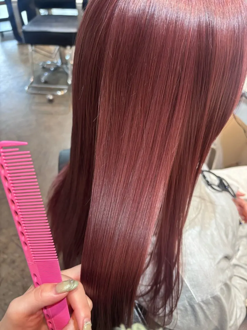 ロング ピンクブラウン ヘアカラー トリートメント ྀི akane   ྀིのヘアスタイル