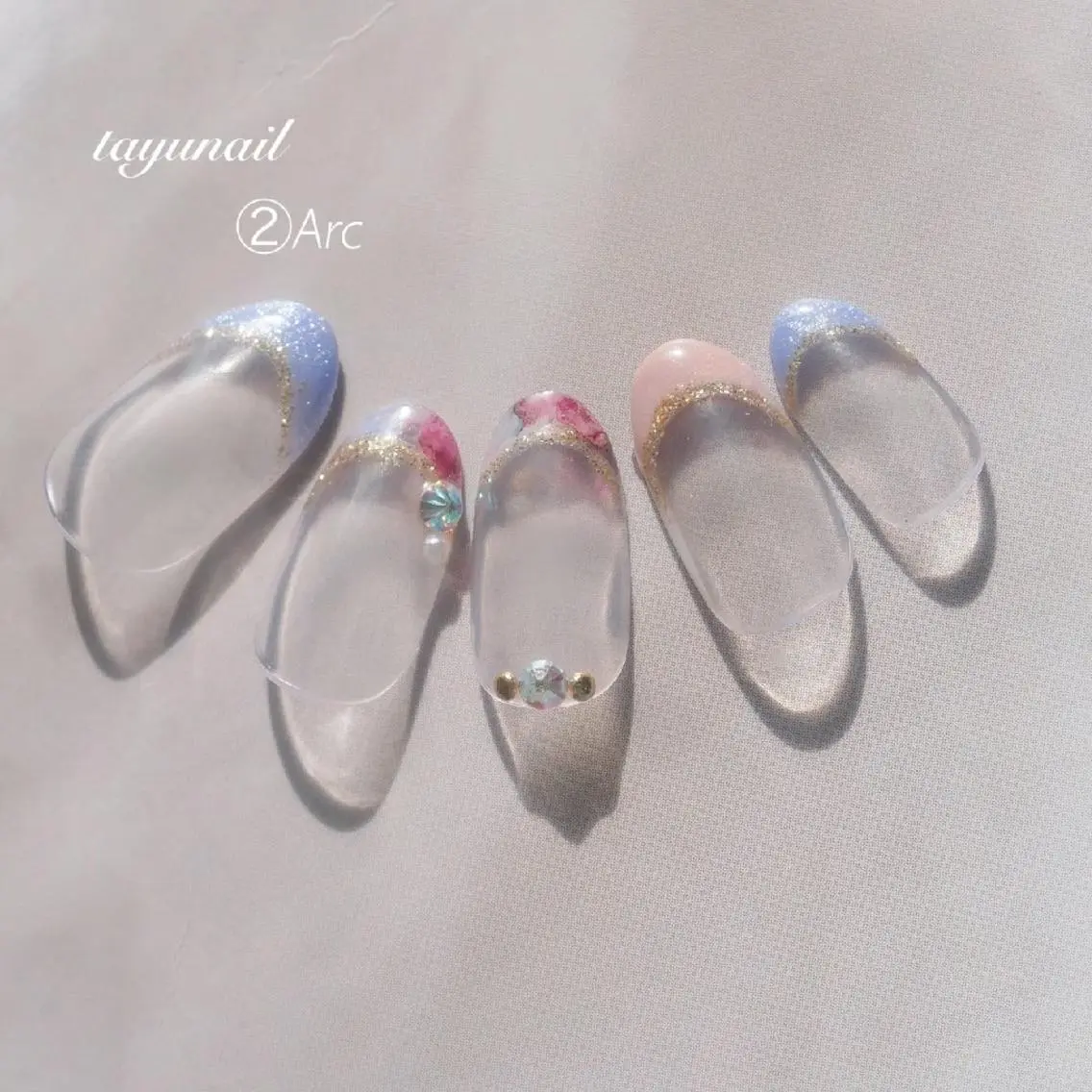 ネイル アートネイル ブルー フレンチネイル ジェルネイル ワンカラーネイル ネイルサロン 【たゆnail】のネイルデザイン