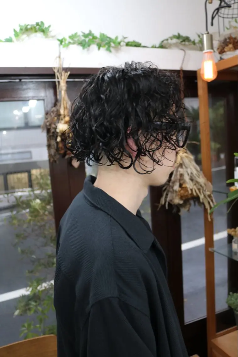 ミディアム パーマ メンズ カット パーマ 木村陸弥🌿似合わせ 再現性メンズヘアのヘアスタイル