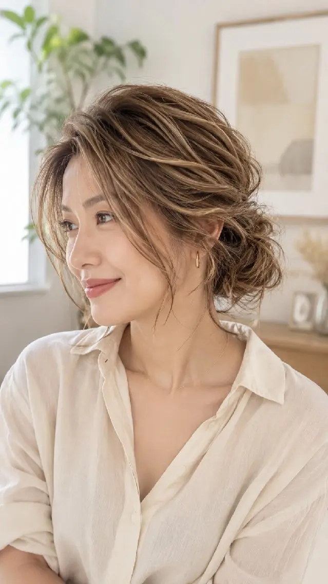 セミロング ハイライト 千葉 光春のヘアスタイル