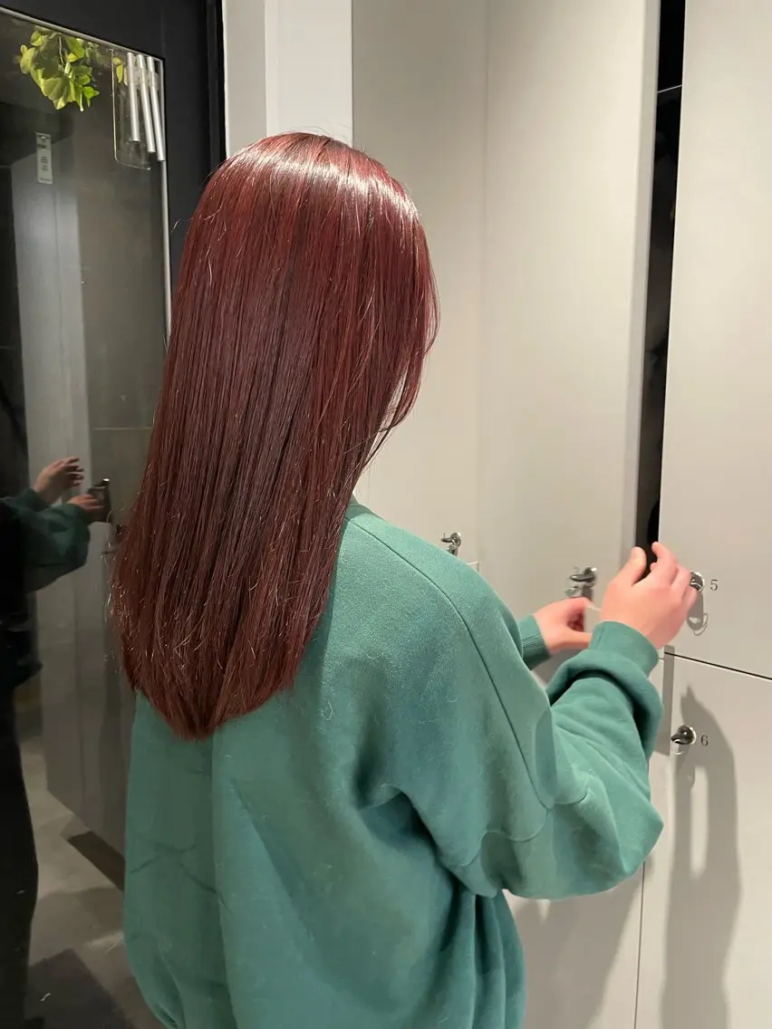 ロング カラー ブリーチ 顔周りカット 縮毛矯正 🌙赤み消し/韓国/ 艶カラー/suwaのヘアスタイル