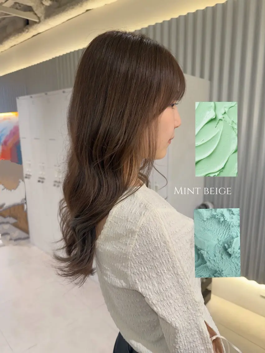 ロング カラー カット ヘアカラー トリートメント 🫒オリーブ/透け感 レイヤー🌿‬モエカのヘアスタイル