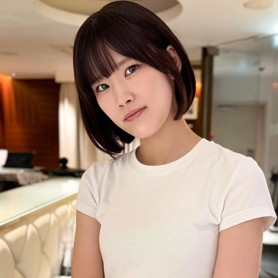 ショート ボブレイヤー ボブ 顔まわりレイヤー レイヤーカット モデル募集/山田蓮/ レイヤーボブのヘアスタイル