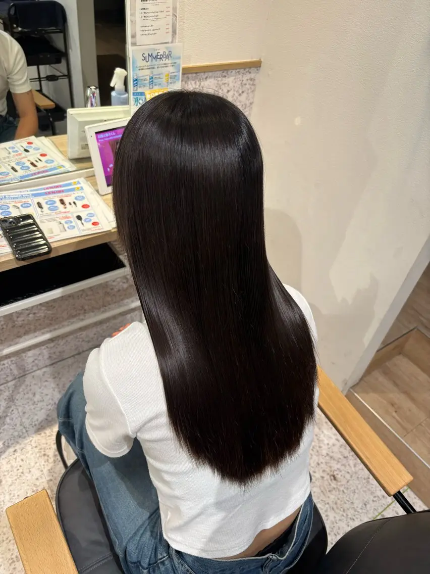 ロング 顔周りカット ハイライト 髪質改善 韓国風ヘア 縮毛矯正 縮毛矯正 暖色カラー/ パリジェンヌ💟みくのヘアスタイル