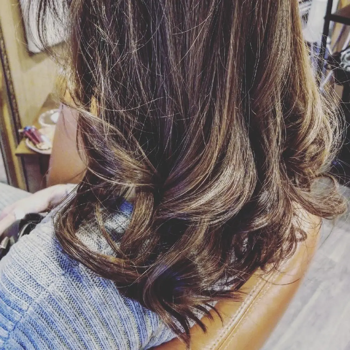 セミロング カラー アディクシーカラー バレイヤージュ イルミナカラー 外国人風カラー レイヤーカット ヘアカラー トリートメント spa hair  ark 富井直美のヘアスタイル