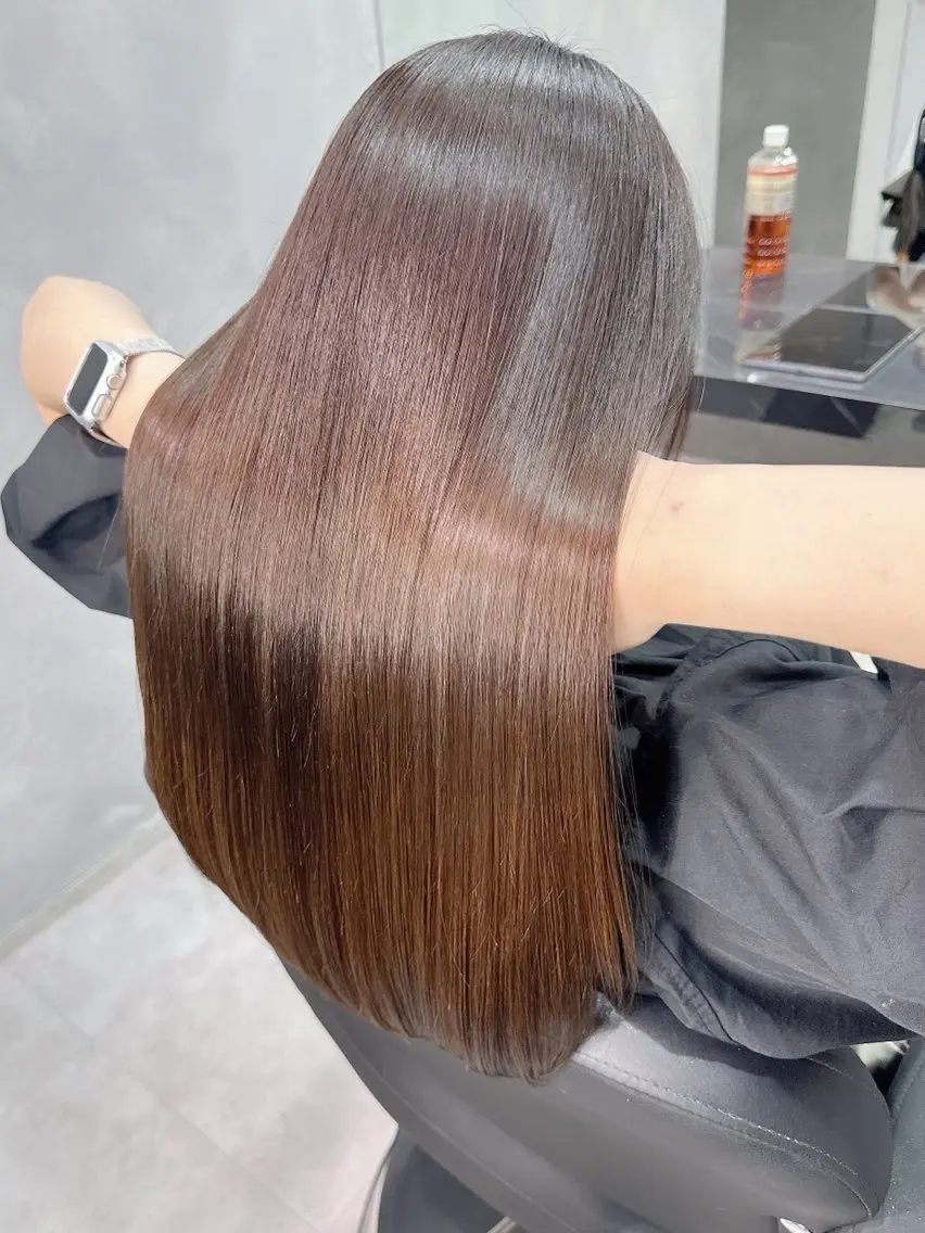 ロング 伸ばしかけ 髪質改善 ロング 縮毛矯正 トリートメント カット 縮毛矯正 トリートメント LUANA/千種 竹内康のヘアスタイル