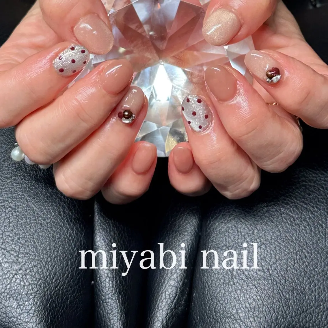 ネイル アートネイル ドット マグネットネイル 大理石ネイル(マーブル) 持ち込み ハンドネイル miyabi nail 桂川駅近くのネイルデザイン