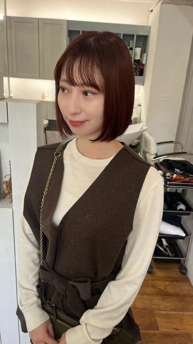 ミディアム カット ヘアカラー トリートメント 中村 桃子のヘアスタイル