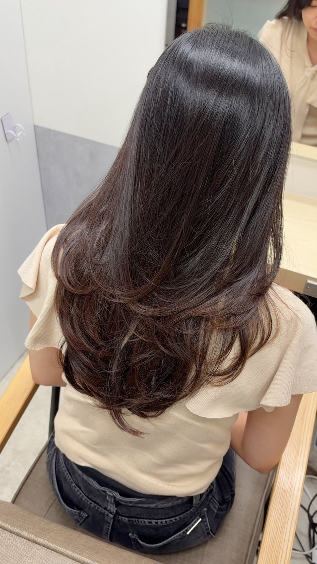 ロング カット 縮毛矯正 ひらやま りょういちのヘアスタイル
