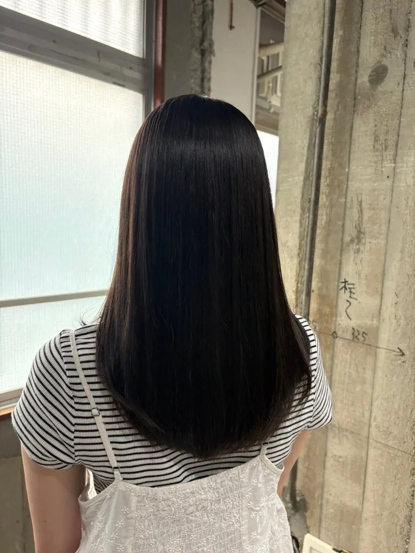 セミロング パーマ 縮毛矯正 酸性ストレート ストレートパーマ 縮毛矯正 玉置七海✨ /透明感/髪質改善のヘアスタイル
