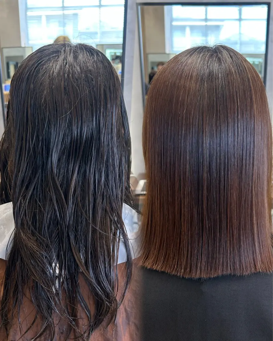 セミロング カット 縮毛矯正 朝らくヘア×髪質改善 /ママ美容師 アヤノのヘアスタイル