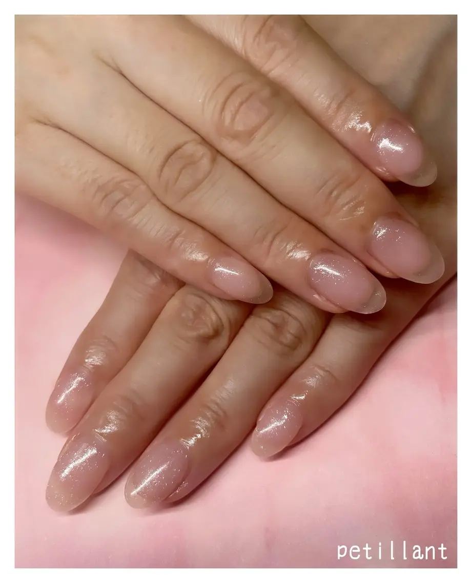 ネイル クリアネイル キラキラネイル ラメ(グリッター) ワンカラーネイル ピンク nail salon petillantのネイルデザイン