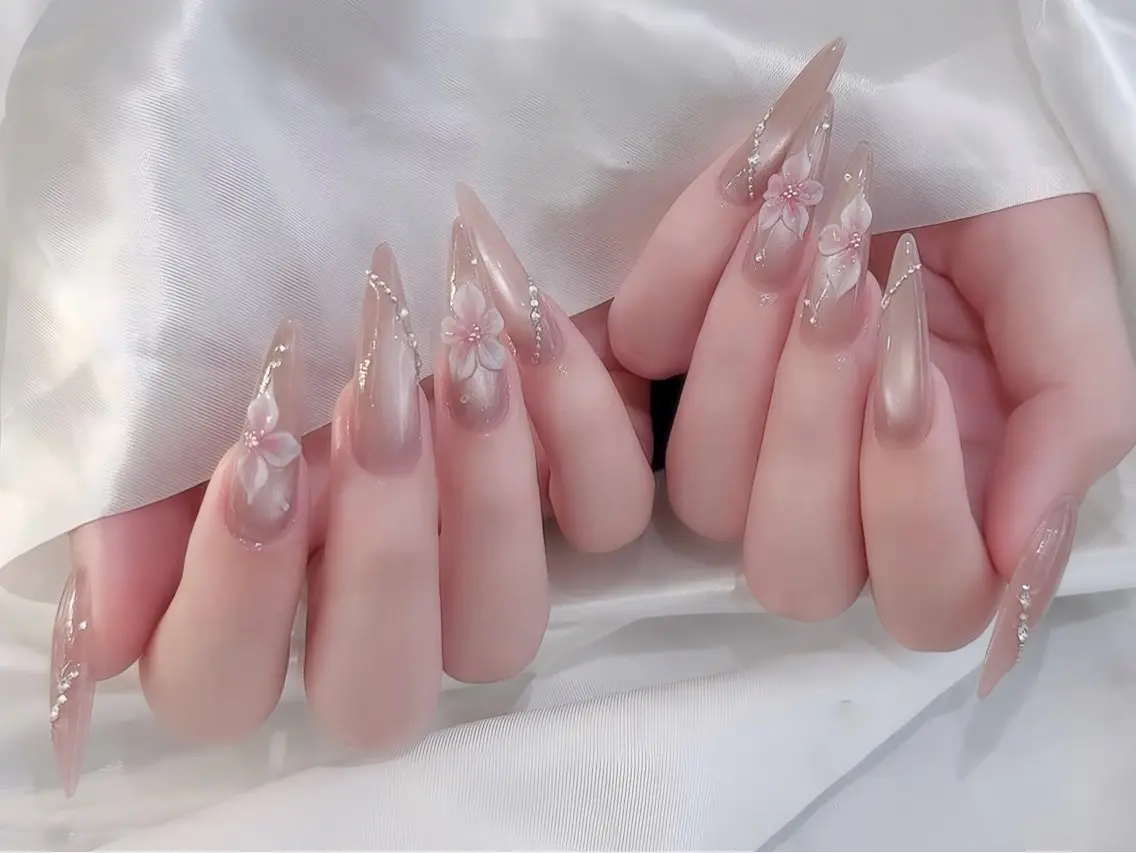 ネイル ブルー ジェルネイル ガーリー グラデーション グリーン ハンドネイル Rin Nail 新大久保店のネイルデザイン