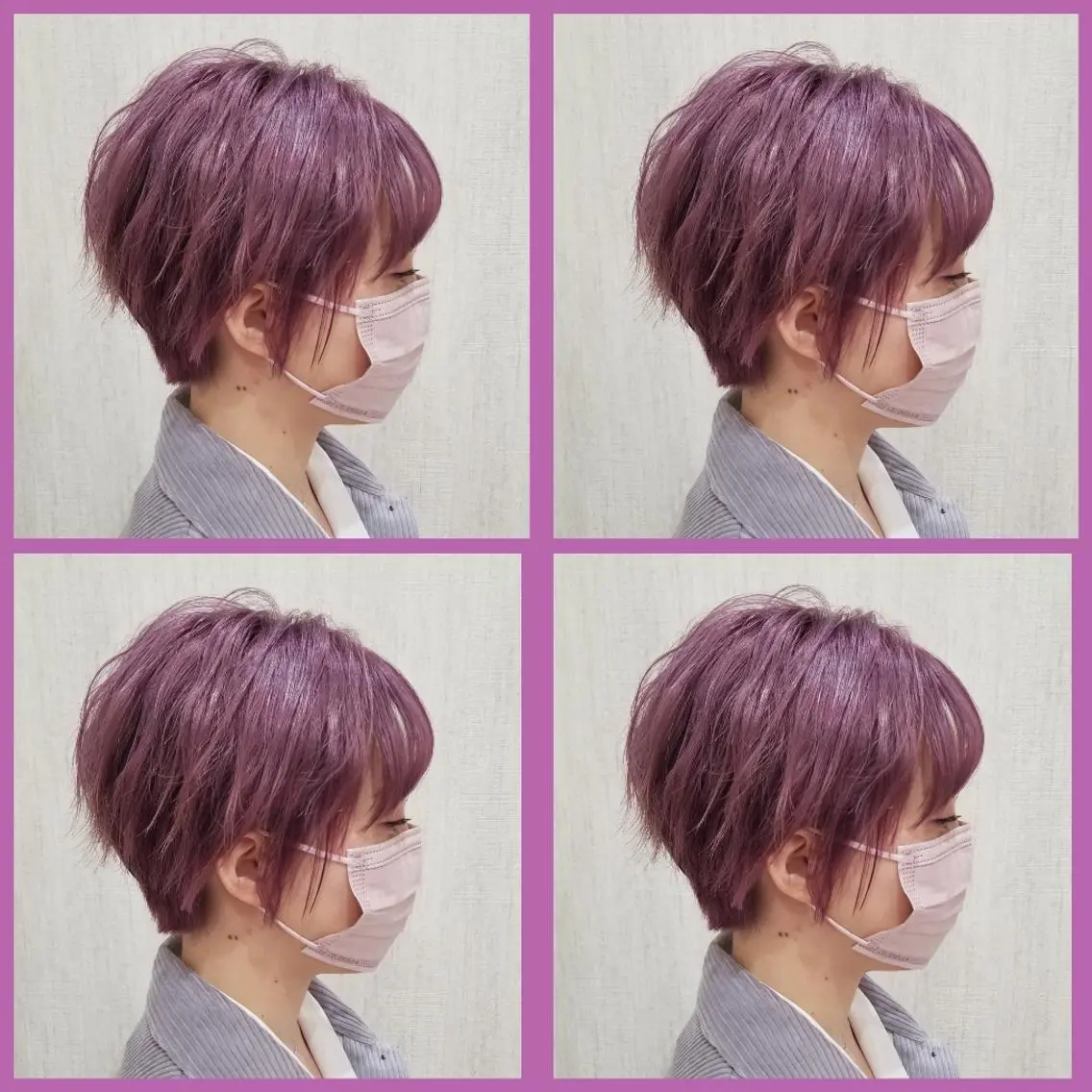 ショート カラー ダブルカラー ピンクカラー ピンクパープル パープルカラー ショートヘア カット ヘアカラー レイヤー×艶髪特化 代表　西村功平のヘアスタイル