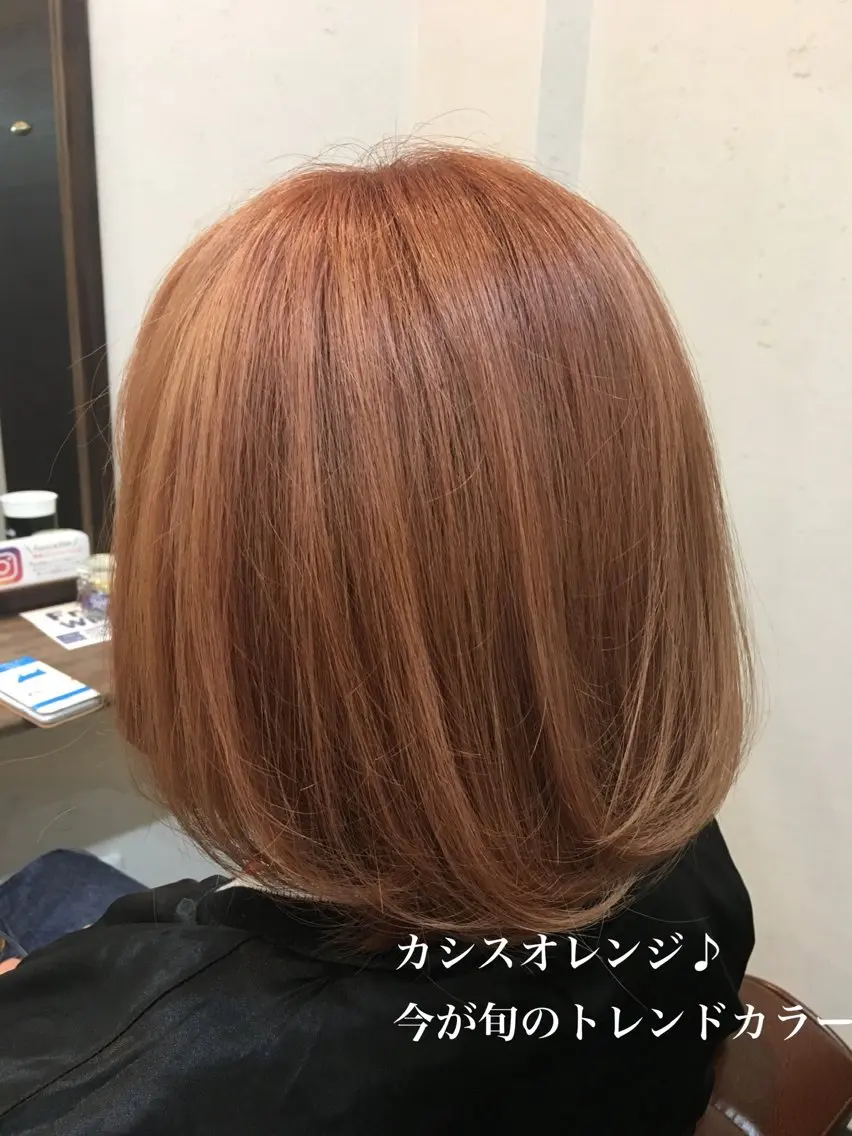 ミディアム カラー ブリーチ カシス オレンジ kuroken ★feniceのヘアスタイル