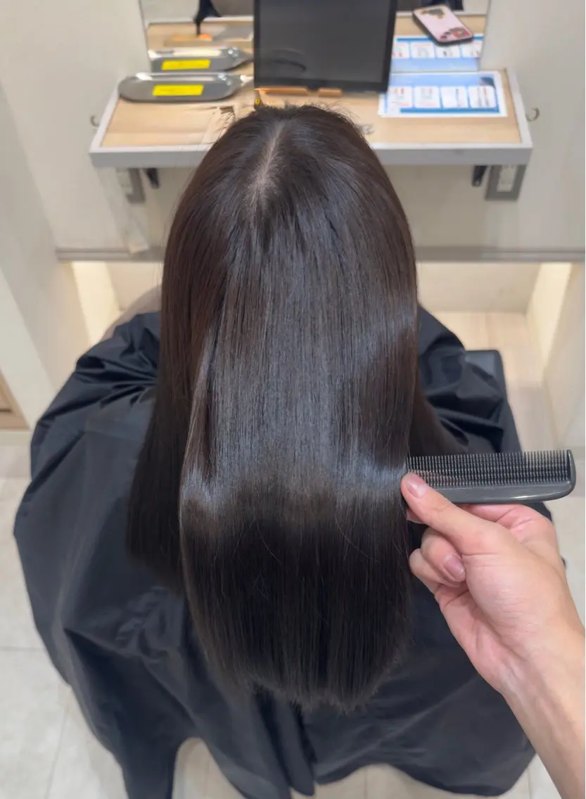 セミロング ヘアカラー トリートメント かんた /百道浜・髪質改善のヘアスタイル