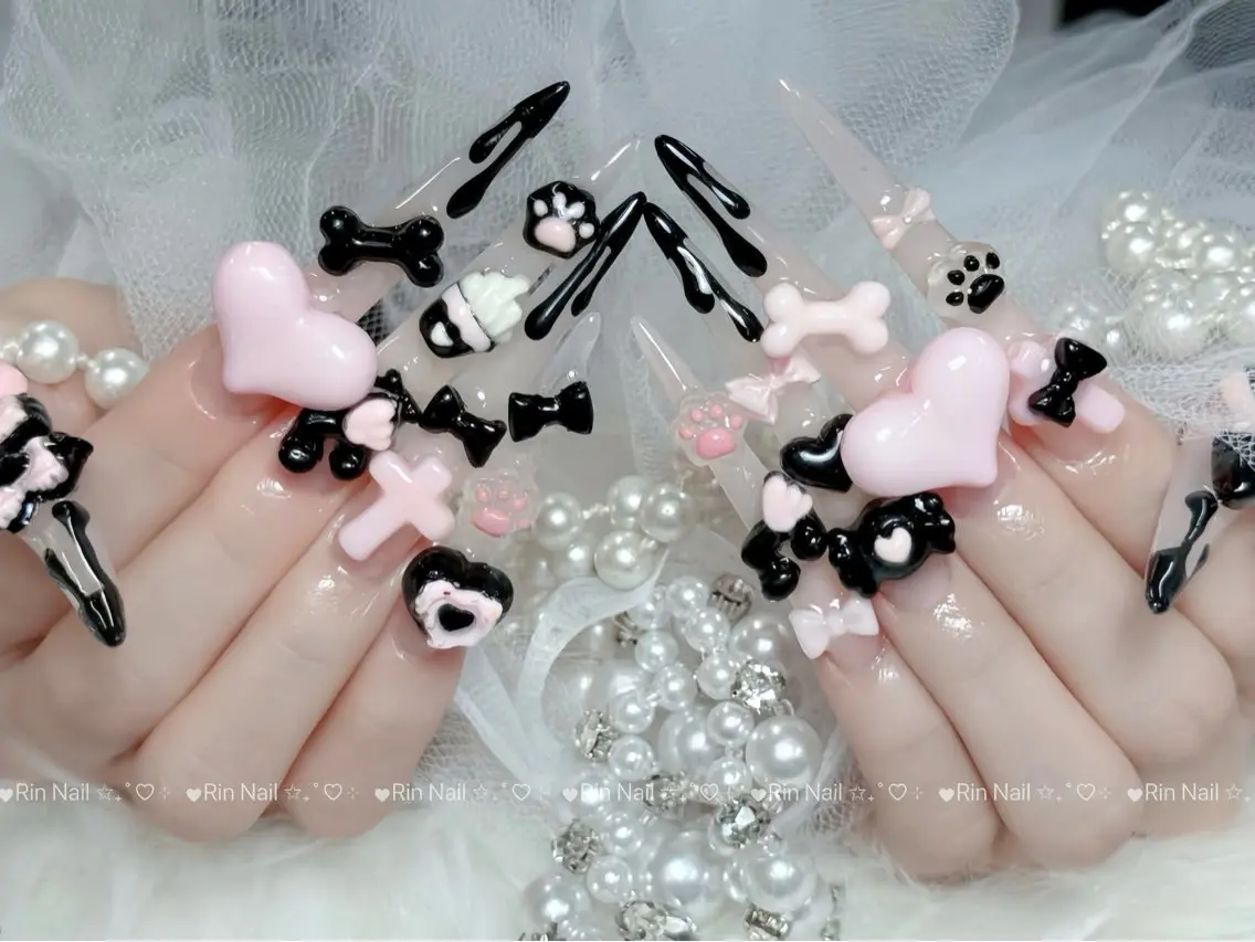 ネイル オーロラネイル チークネイル 桜ネイル クリアネイル ドット ハンドネイル Rin Nail Shinokuboのネイルデザイン