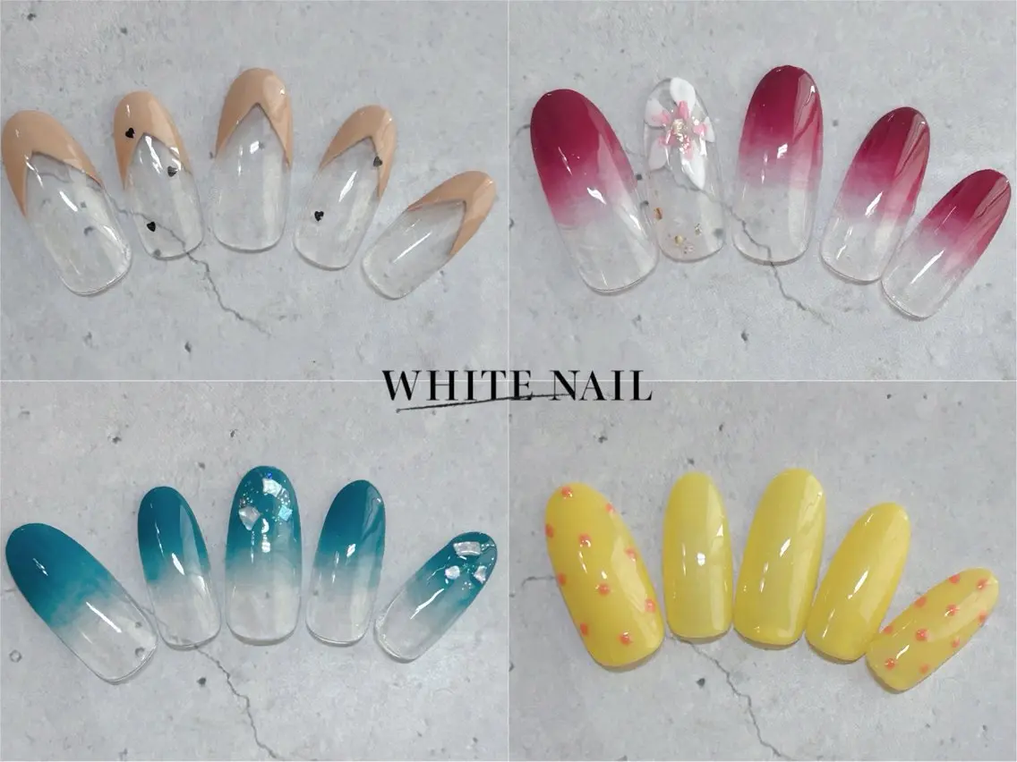 ネイル シンプルネイル ハンドネイル WHITE NAIL ホワイトネイルのネイルデザイン