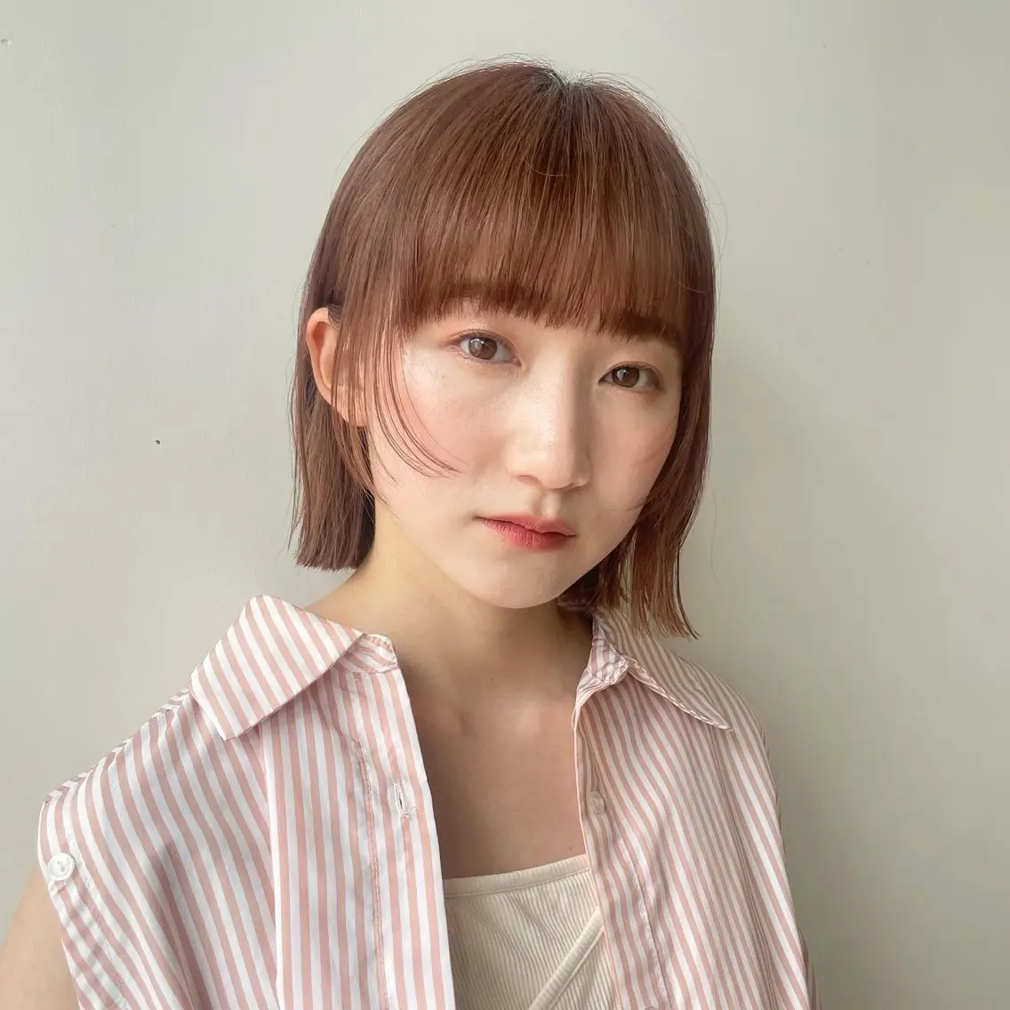 ショート カラー ベージュカラー ピンクカラー ピンクベージュ ボブ 顔まわりレイヤー 顔まわり🥨レイヤー /透明感/水口舞奈のヘアスタイル